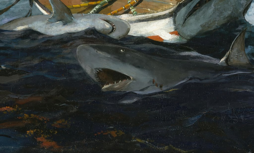 Open-mouthed foreground shark detail from The Gulf Stream by Winslow Homer